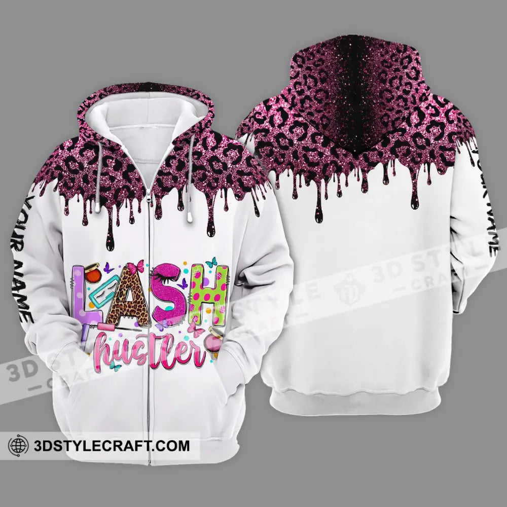 Unisex Shirt - Custom Name Lash Hustler Zipper Hoodie / S T-Shirt