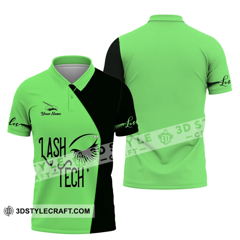 Unisex Shirt - Custom Name Lash Teach Light Green And Black Polo / S T-Shirt