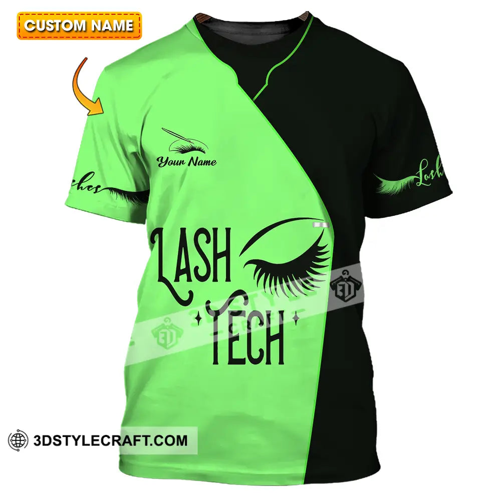 Unisex Shirt - Custom Name Lash Teach Light Green And Black T-Shirt