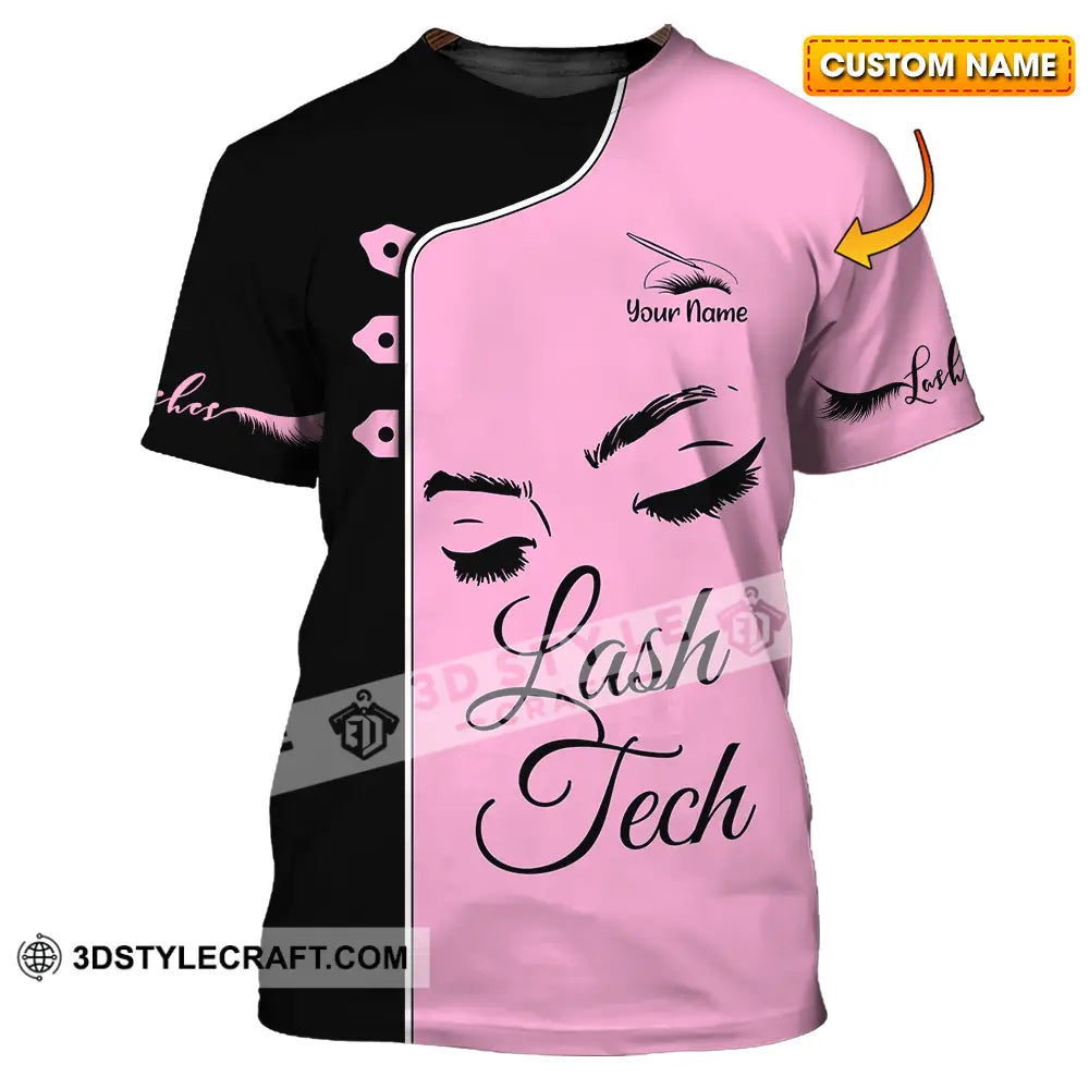 Unisex Shirt - Custom Name Lash Teach Pink And Black T-Shirt