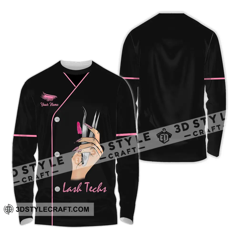 Unisex Shirt - Custom Name Lash Teaches Long Sleeve / S T-Shirt