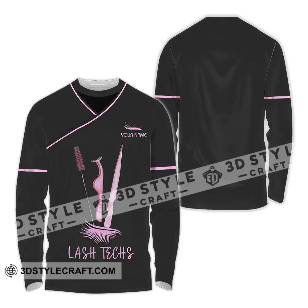 Unisex Shirt - Custom Name Lash Teaches Long Sleeve / S T-Shirt