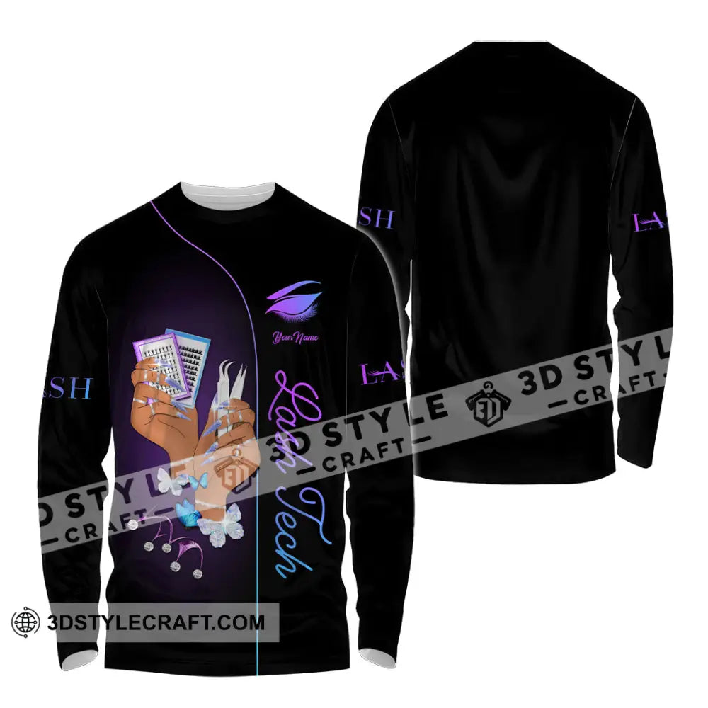 Unisex Shirt - Custom Name Lash Tech Long Sleeve / S T-Shirt