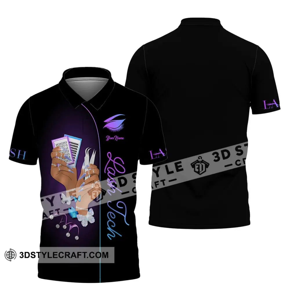 Unisex Shirt - Custom Name Lash Tech Polo / S T-Shirt