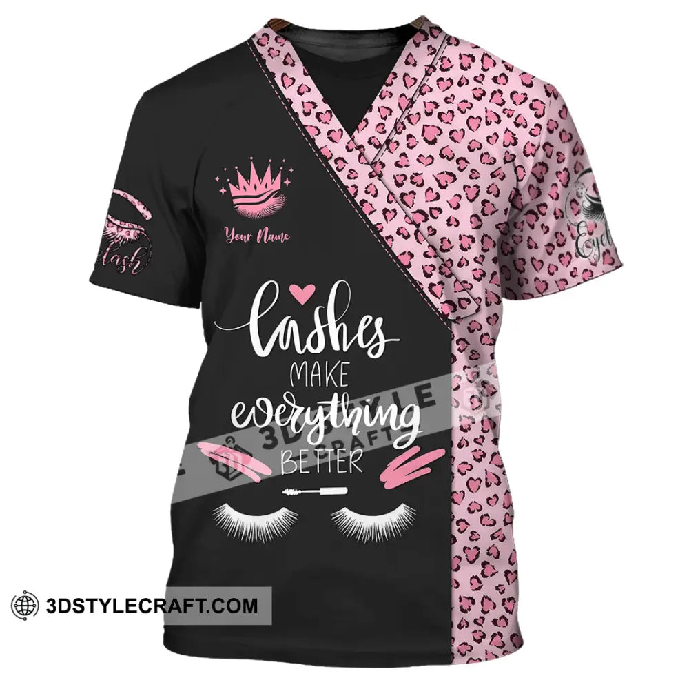 Unisex Shirt - Custom Name Lashes Make Everything Better T-Shirt / S T-Shirt