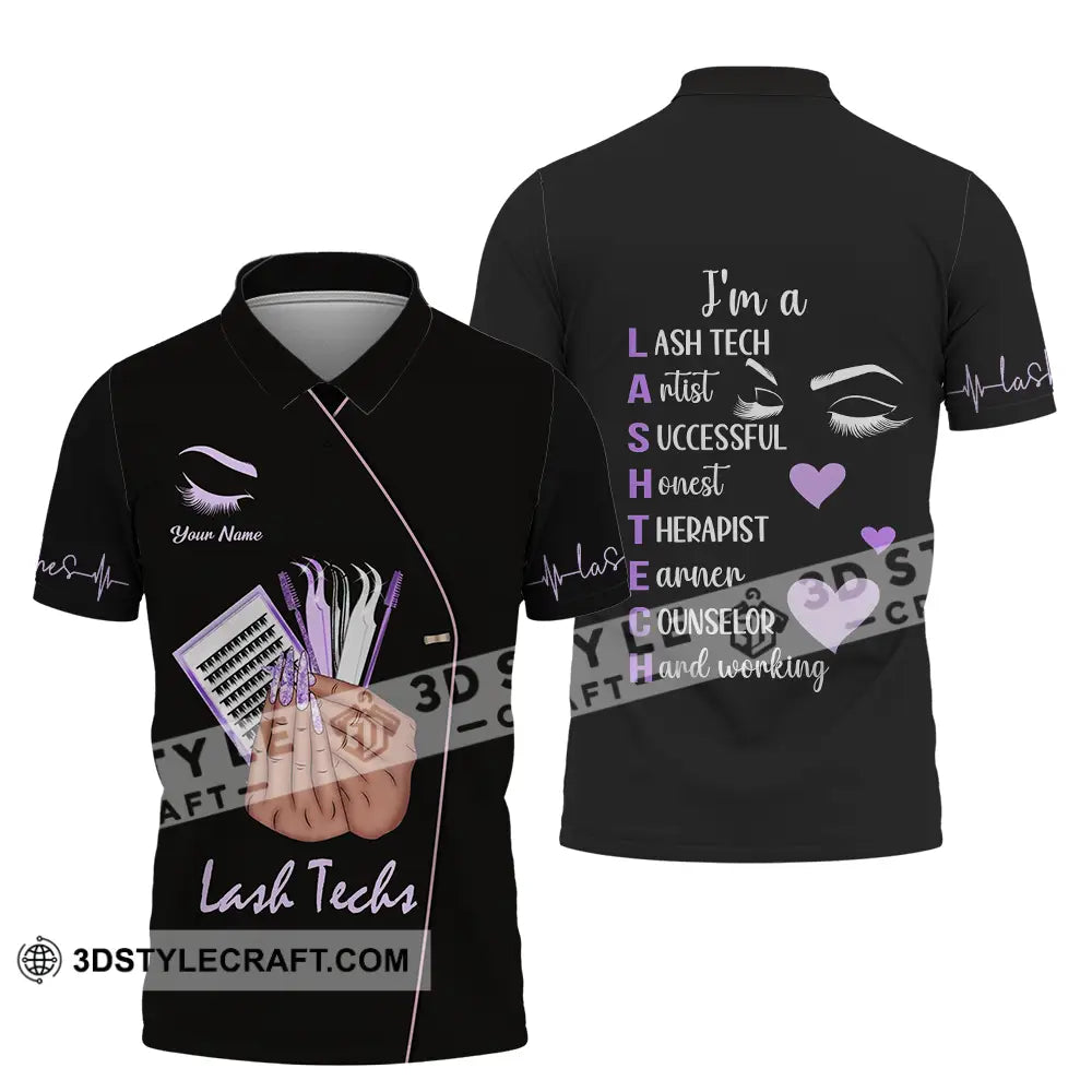 Unisex Shirt - Custom Name Lashes Teaching Polo / S T-Shirt