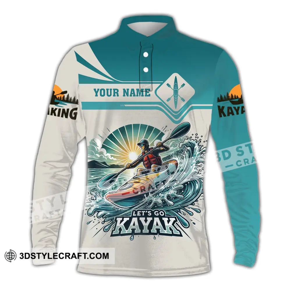 Unisex Shirt - Custom Name Let Go Kayak Long Sleeve Polo / S T-Shirt