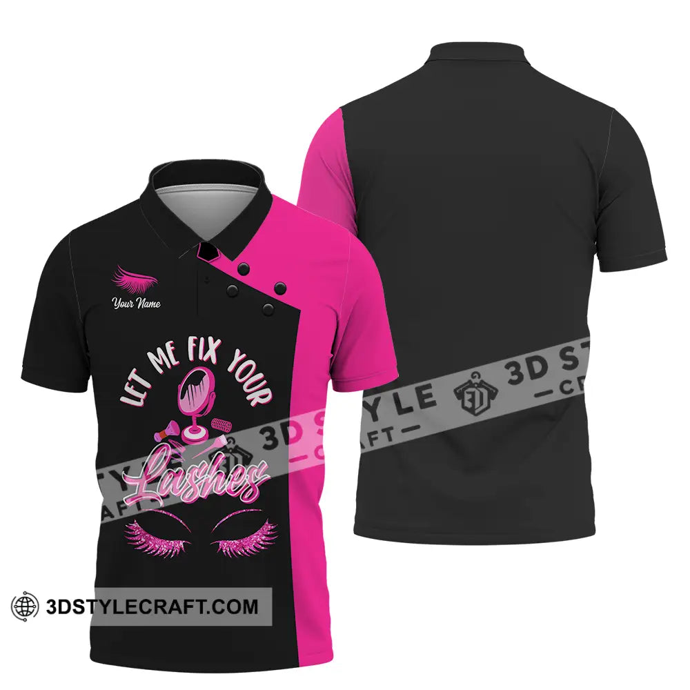 Unisex Shirt - Custom Name Let Me Fix Your Lashes Polo / S T-Shirt