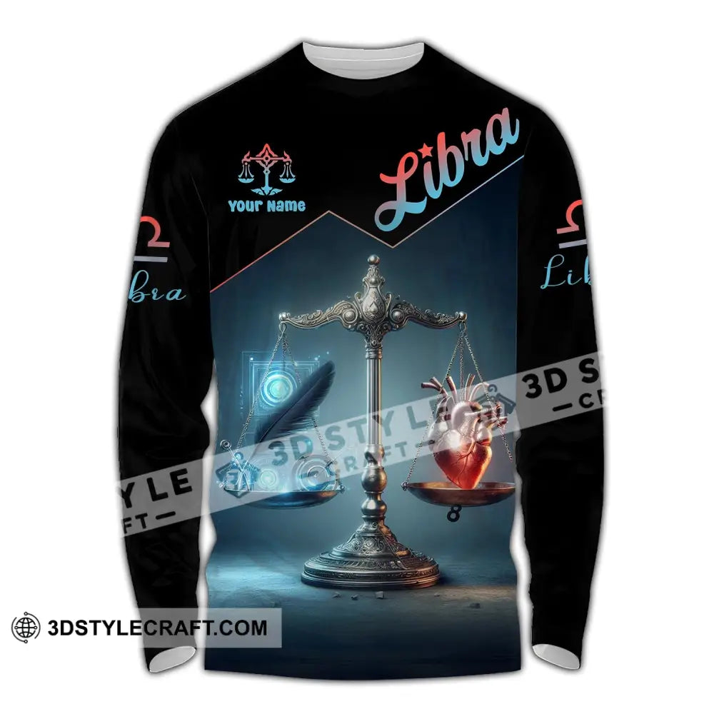 Unisex Shirt - Custom Name Libra Long Sleeve / S T-Shirt