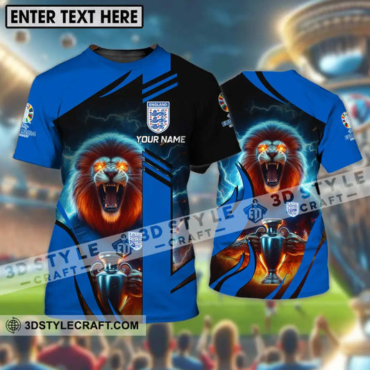 Unisex Shirt - Custom Name Lion And Cup England Euro 2024 Team T-Shirt