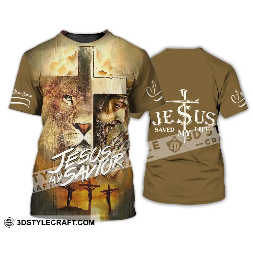 Unisex Shirt - Custom Name Lion Jesus Saved My Life T-Shirt / S T-Shirt