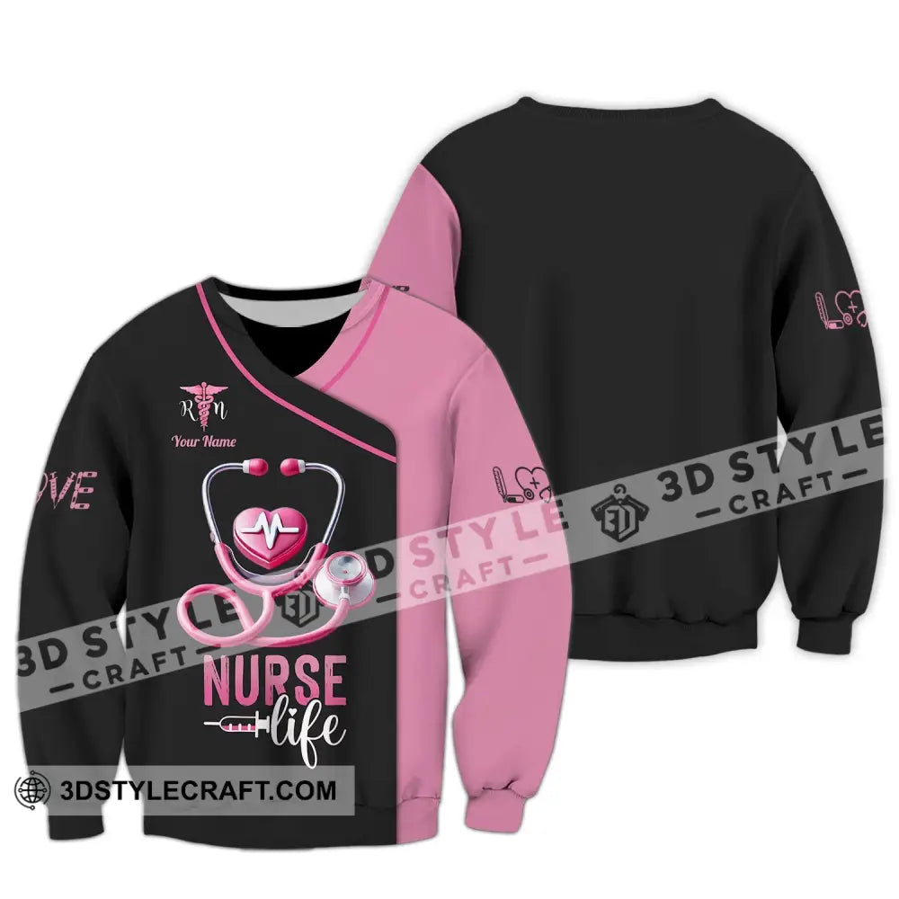 Unisex Shirt - Custom Name Love Nurse Life Long Sleeve / S T-Shirt