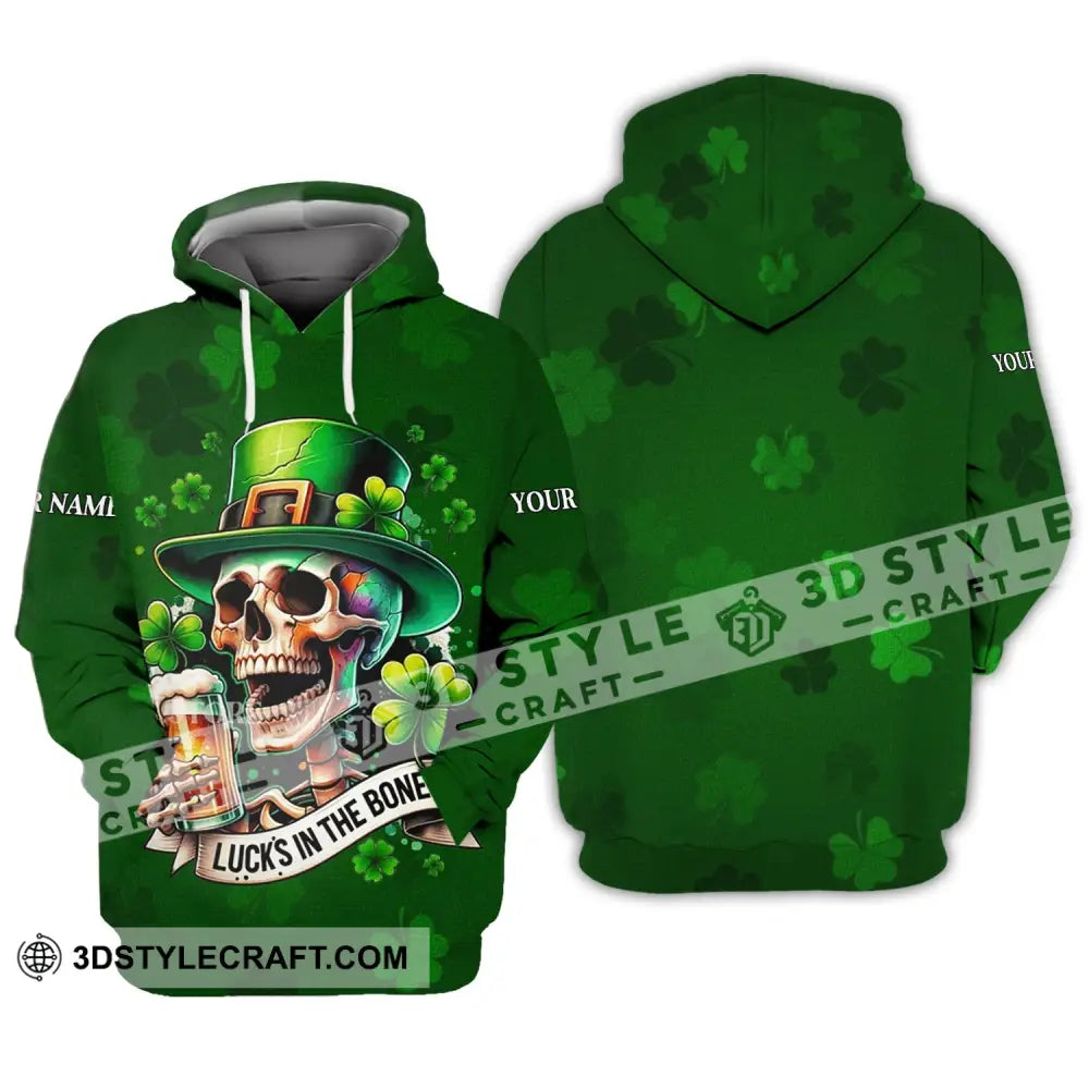 Unisex Shirt - Custom Name Lucks In The Bones Happy Saint Patrick’s Day Hoodie / S T-Shirt