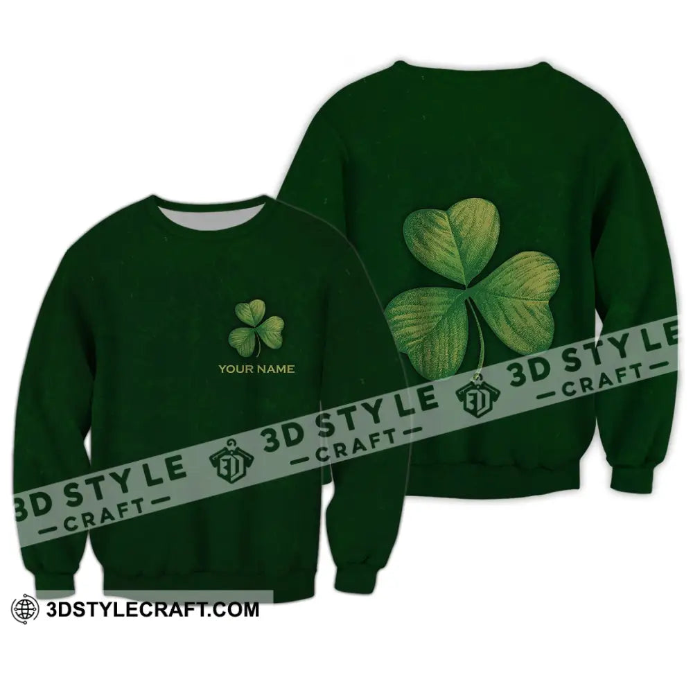 Unisex Shirt - Custom Name Lucky Clover Happy Saint Patrick’s Day Long Sleeve / S T-Shirt