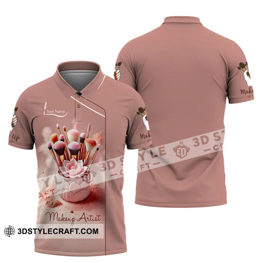 Unisex Shirt, Custom Name Makeup Artist Shirt, Makeup Artist Polo Long Sleeve Shirt style option 4