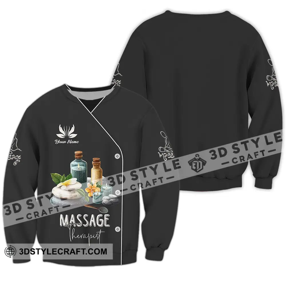 Unisex Shirt - Custom Name Massage Therapist Black Long Sleeve / S T-Shirt