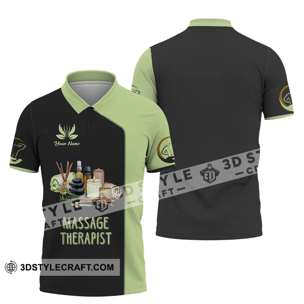 Unisex Shirt - Custom Name Massage Therapist Green Tea Polo / S T-Shirt