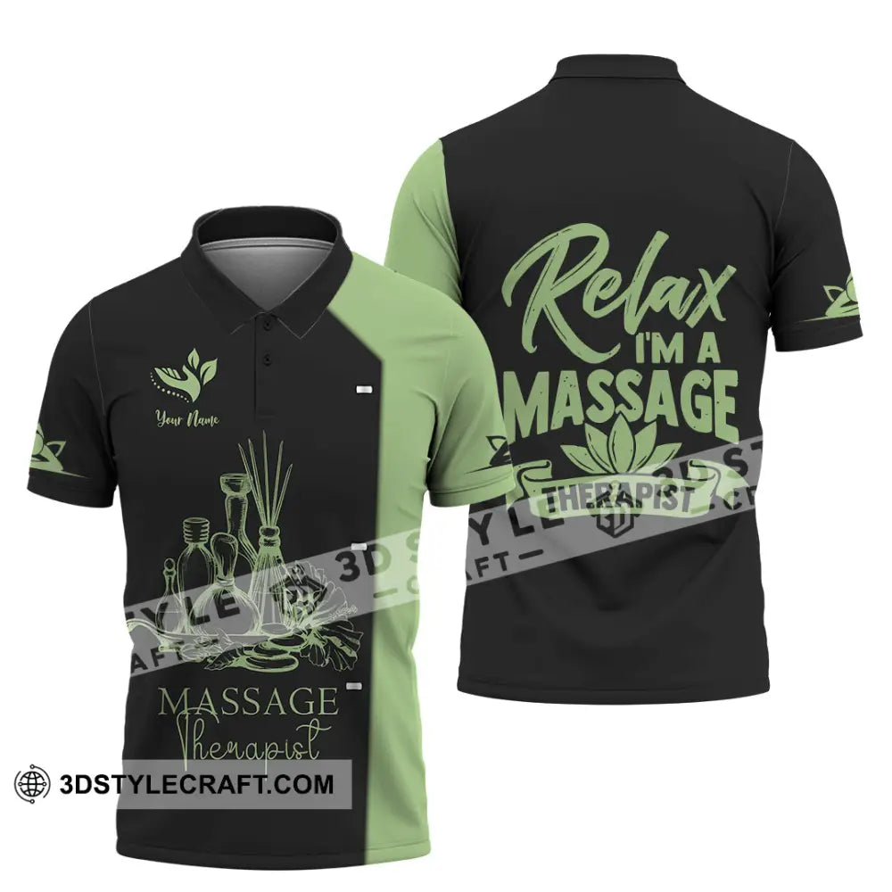 Unisex Shirt - Custom Name Massage Therapist Green Tea Polo / S T-Shirt