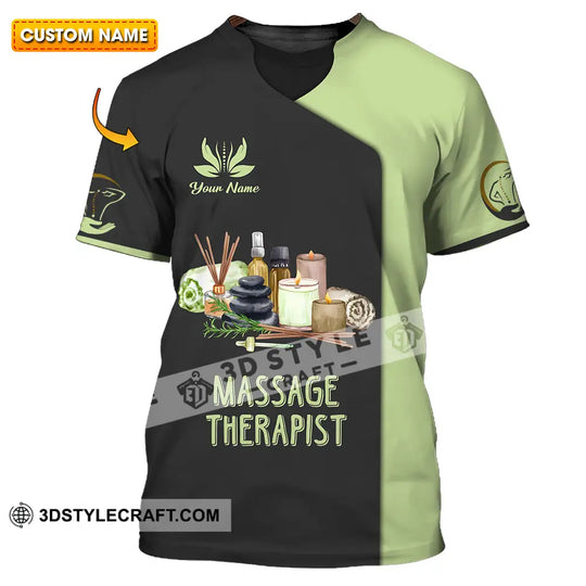 Unisex Shirt - Custom Name Massage Therapist Shirt, Green Tea style option 1