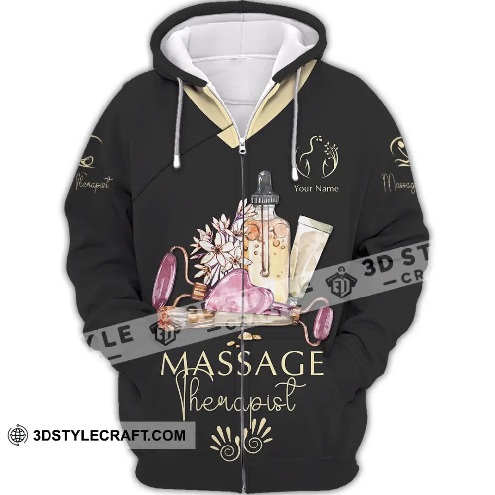 Unisex Shirt - Custom Name Massage Therapist Lemon Yellow Tools Zipper Hoodie / S T-Shirt