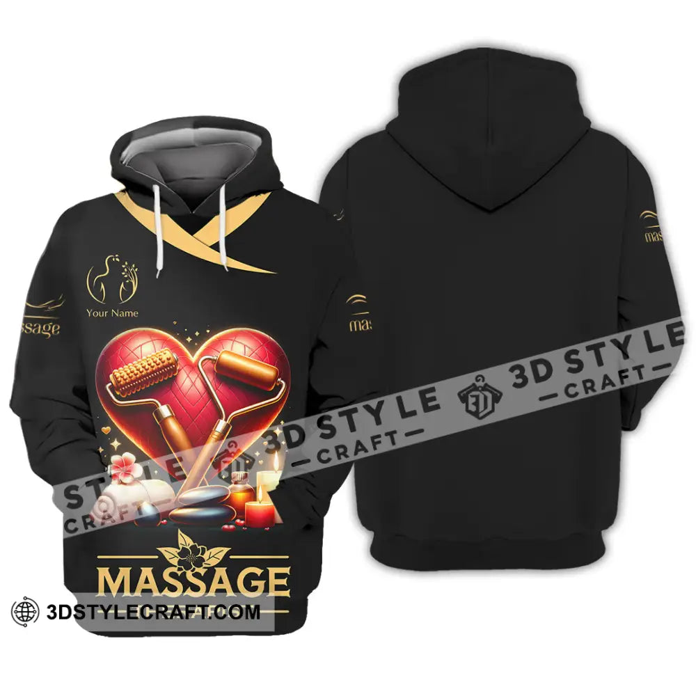 Unisex Shirt Custom Name Massage Therapist Long Sleeve Polo Hoodie / S T-Shirt