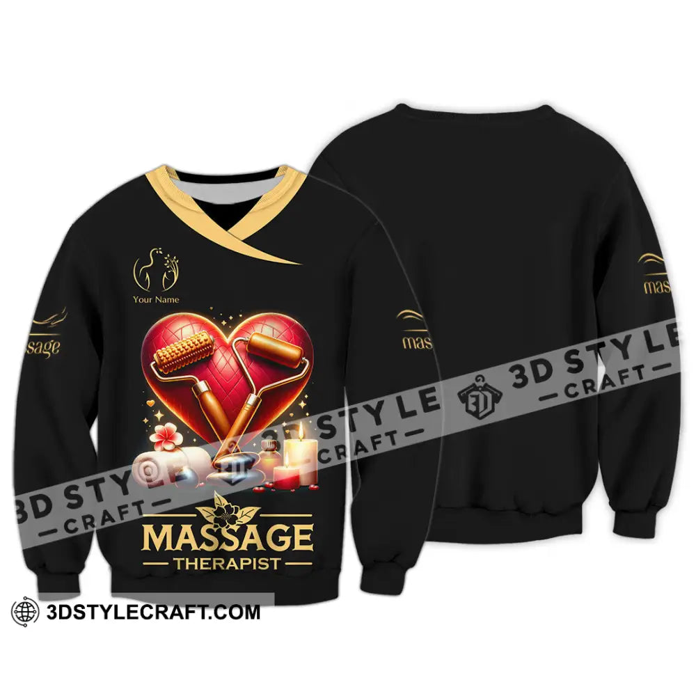 Unisex Shirt Custom Name Massage Therapist Long Sleeve Polo / S T-Shirt