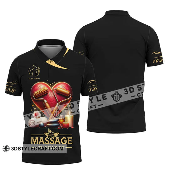 Unisex Shirt, Custom Name Massage Therapist Shirt, Massage Therapist Long Sleeve Polo Shirt style option 4