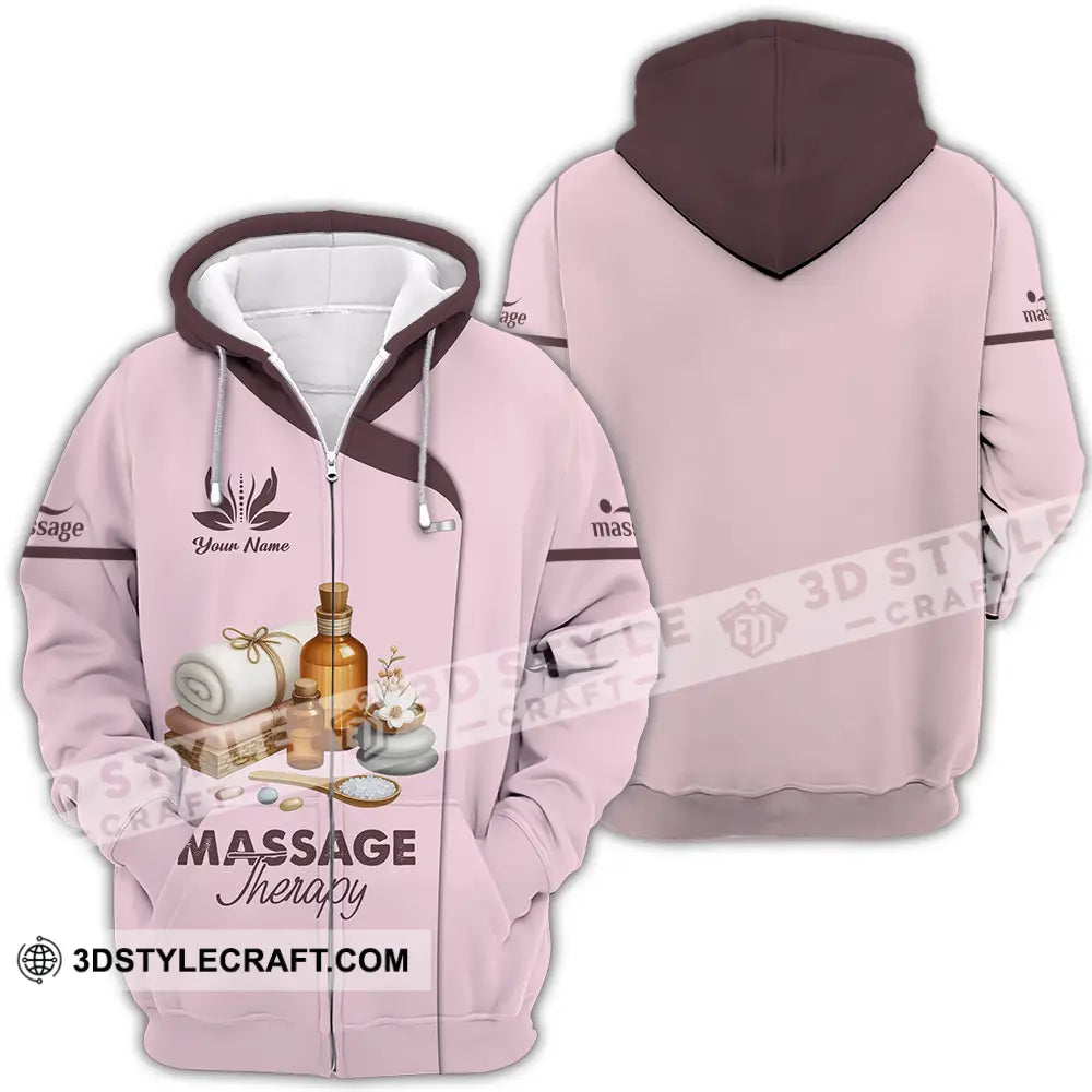 Unisex Shirt - Custom Name Massage Therapist Lotus Zipper Hoodie / S T-Shirt