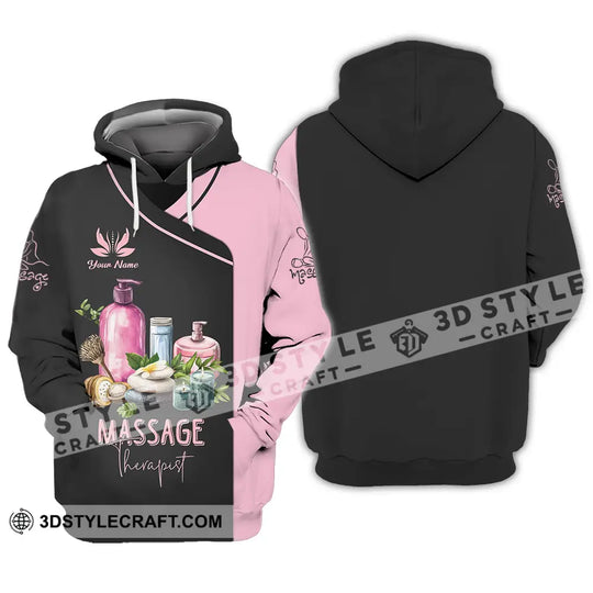 Unisex Shirt - Custom Name Massage Therapist Shirt, Pink And Black style option 3