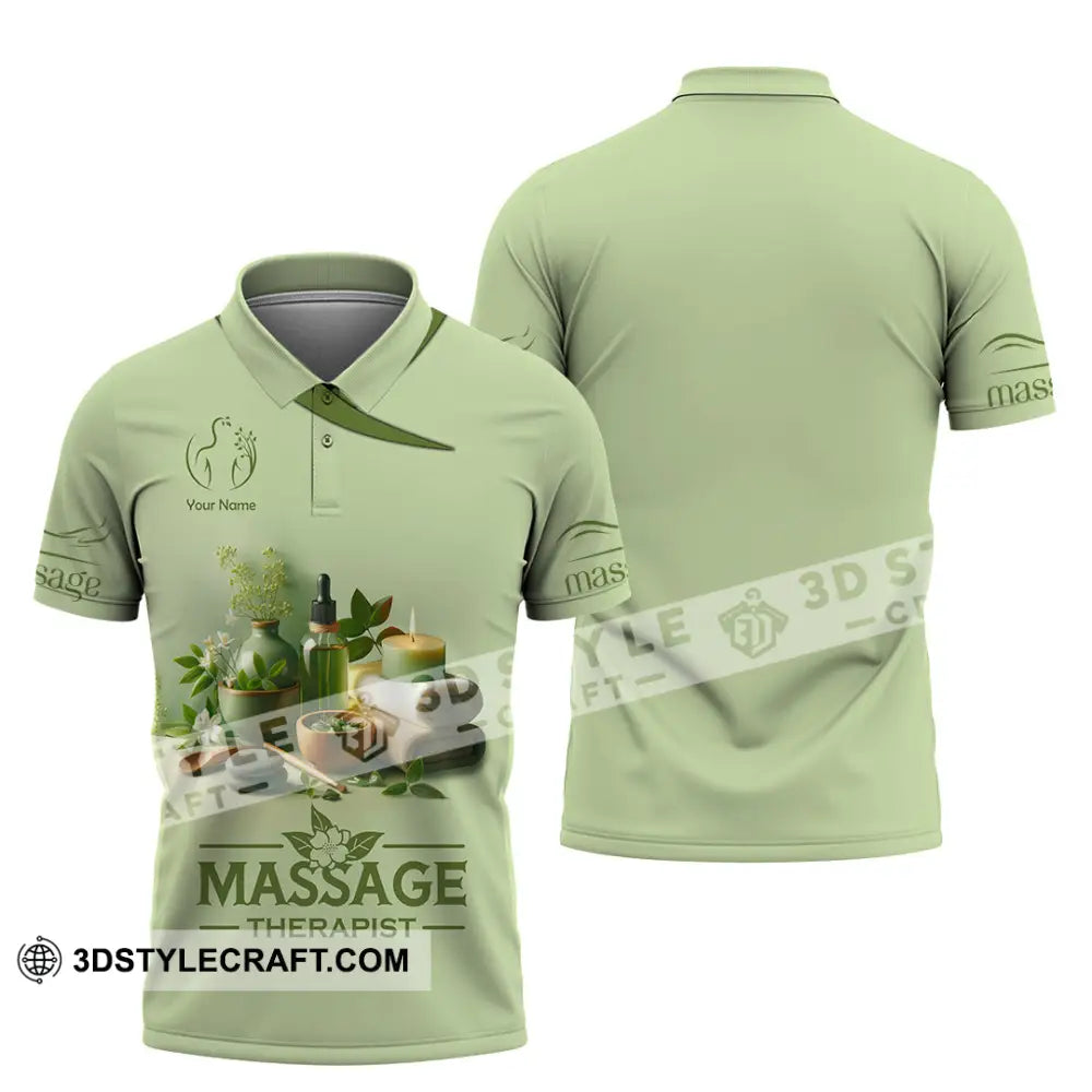 Unisex Shirt Custom Name Massage Therapist Polo Long Sleeve / S T-Shirt