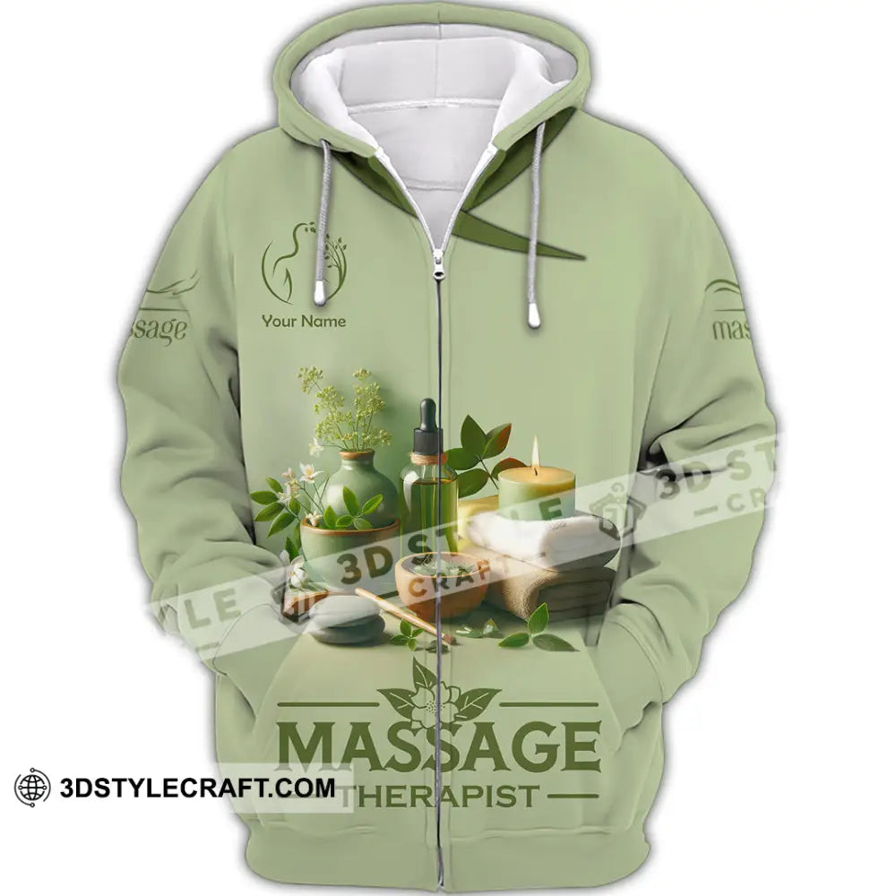 Unisex Shirt Custom Name Massage Therapist Polo Long Sleeve Zipper Hoodie / S T-Shirt