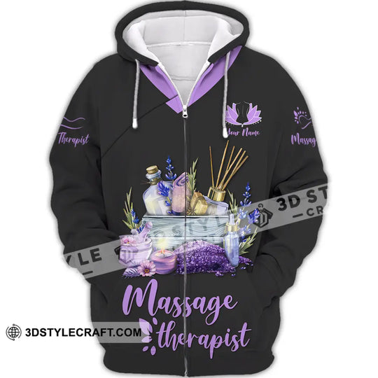 Unisex Shirt - Custom Name Massage Therapist Shirt Purple Line style option 2