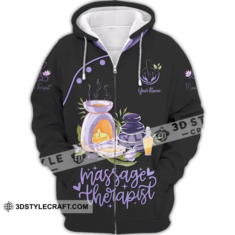 Unisex Shirt - Custom Name Massage Therapist Purple Tools Zipper Hoodie / S T-Shirt