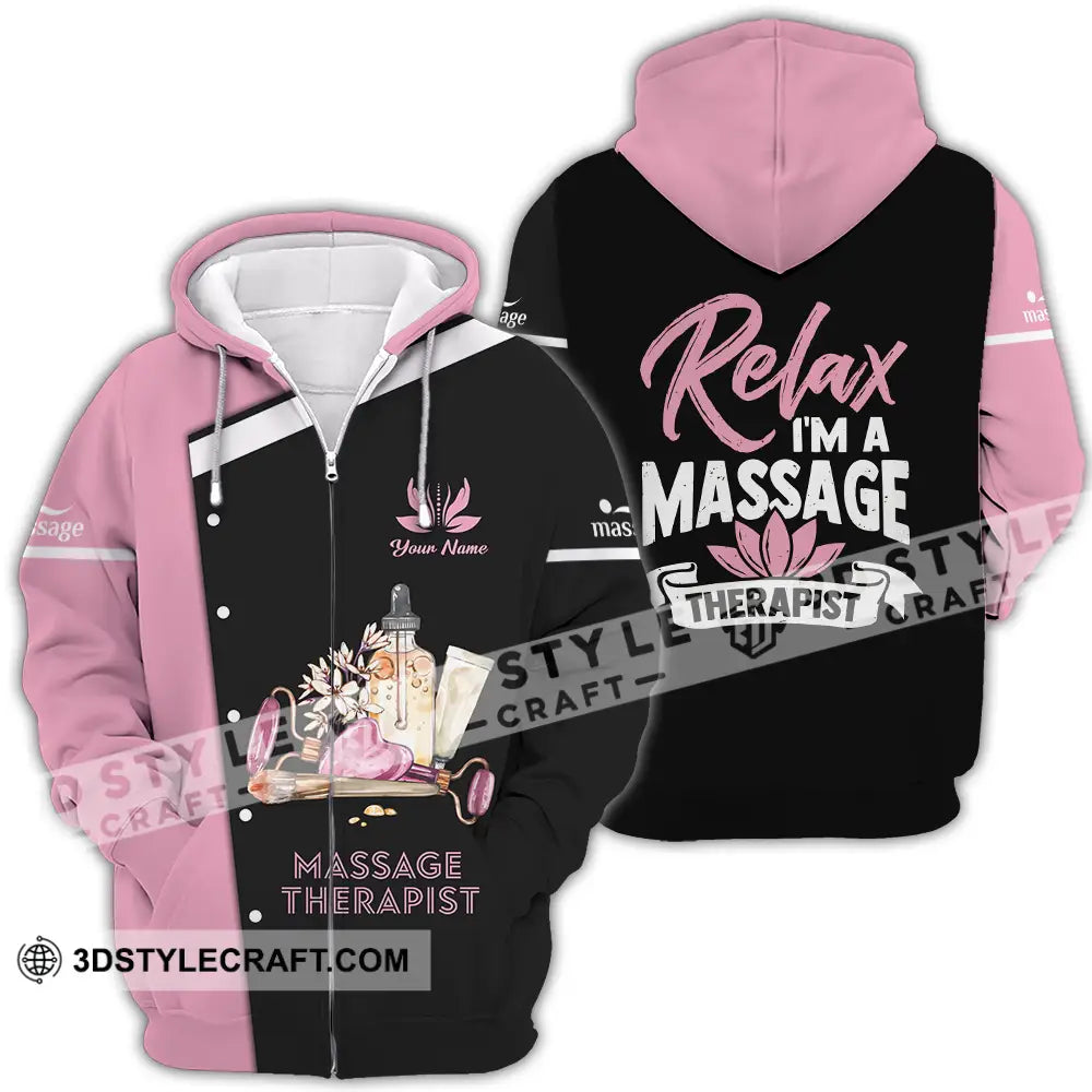 Unisex Shirt - Custom Name Massage Therapist Relax I Am Zipper Hoodie / S T-Shirt