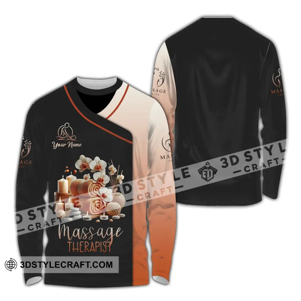 Unisex Shirt Custom Name Massage Therapist T-Shirt For Therapists Uniform Long Sleeve / S T-Shirt