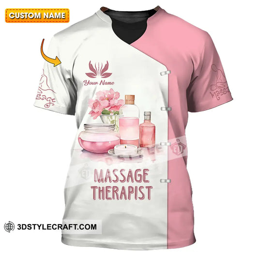 Unisex Shirt - Custom Name Massage Therapist White And Light Pink T-Shirt