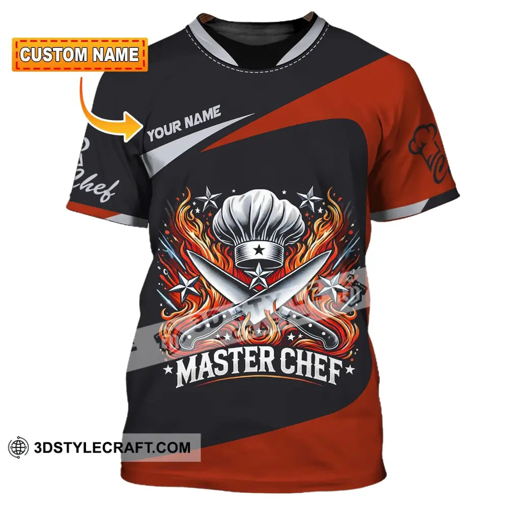 Unisex Shirt Custom Name Master Chef Apparel Polo Long Sleeve Cooking Love T-Shirt T-Shirt