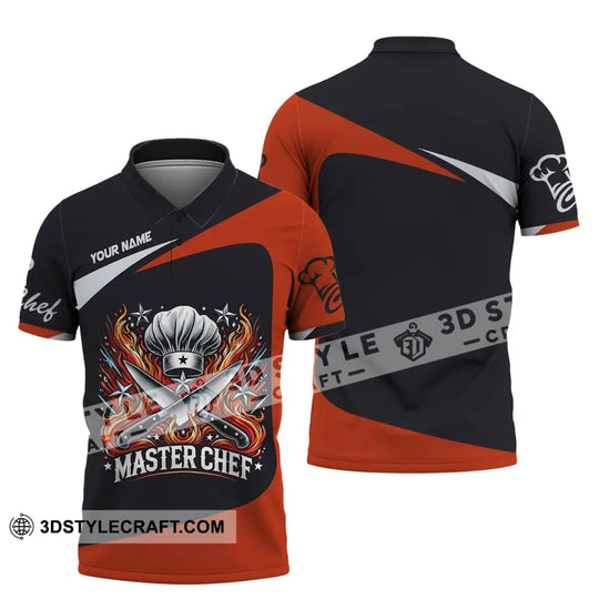Unisex Shirt, Custom Name Master Chef Shirt, Chef Apparel, Chef Polo Long Sleeve, Cooking Love T-Shirt style option 4