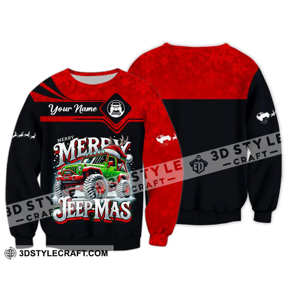 Unisex Shirt Custom Name Merry Jeepmas Christmas Polo Long Sleeve Gift For Jeep Lover / S T-Shirt