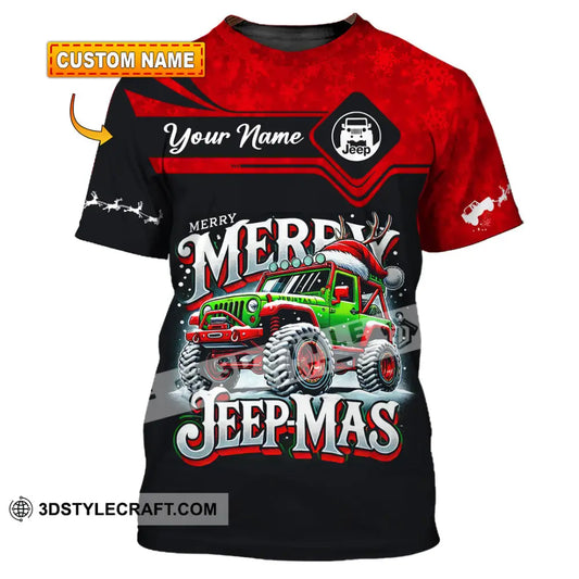 Unisex Shirt Custom Name Merry Jeepmas Christmas Polo Long Sleeve Gift For Jeep Lover T-Shirt