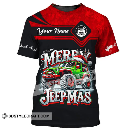 Unisex Shirt, Custom Name Merry Jeepmas Shirt, Christmas Polo Long Sleeve Shirt, Christmas Gift for Jeep Lover style option 2