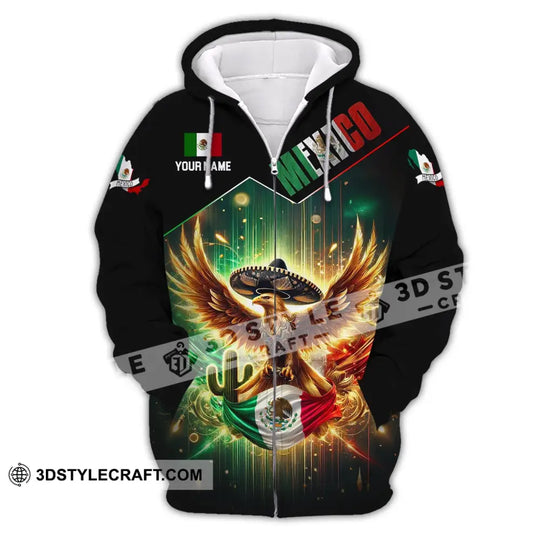 Unisex Shirt - Custom Name Shirt Mexico Flag And Icon style option 3