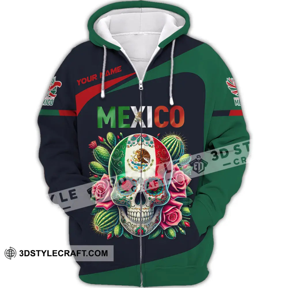 Unisex Shirt Custom Name Mexico Lover Polo Long Sleeve Mexican Gift Zipper Hoodie / S T-Shirt