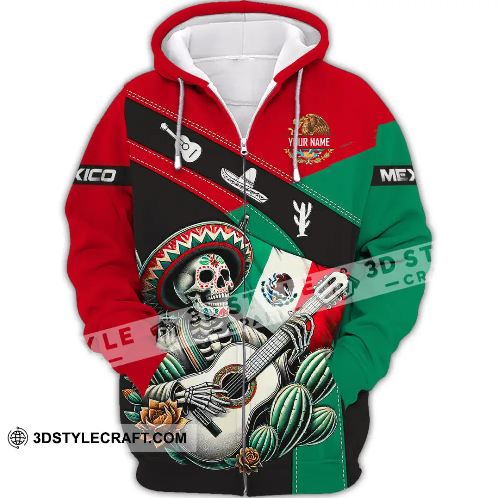 Unisex Shirt Custom Name Mexico Lover Polo Long Sleeve Mexican Gift Zipper Hoodie / S T-Shirt