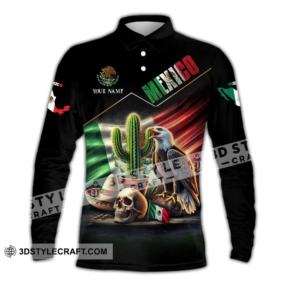 Unisex Shirt Custom Name Mexico Polo Long Sleeve Gift / S T-Shirt