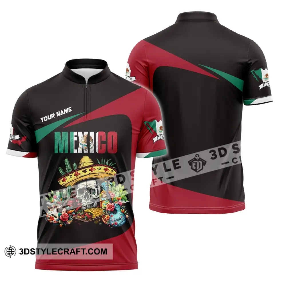 Unisex Shirt Custom Name Mexico Proud Polo Long Sleeve Gift Zipper / S T-Shirt