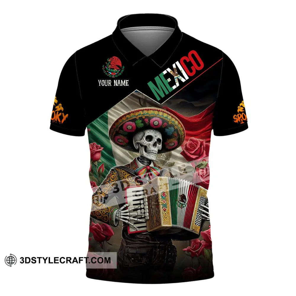 Unisex Shirt - Custom Name Mexico Skull Polo / S T-Shirt