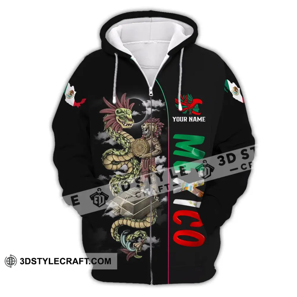 Unisex Shirt - Custom Name Mexico Zipper Hoodie / S T-Shirt