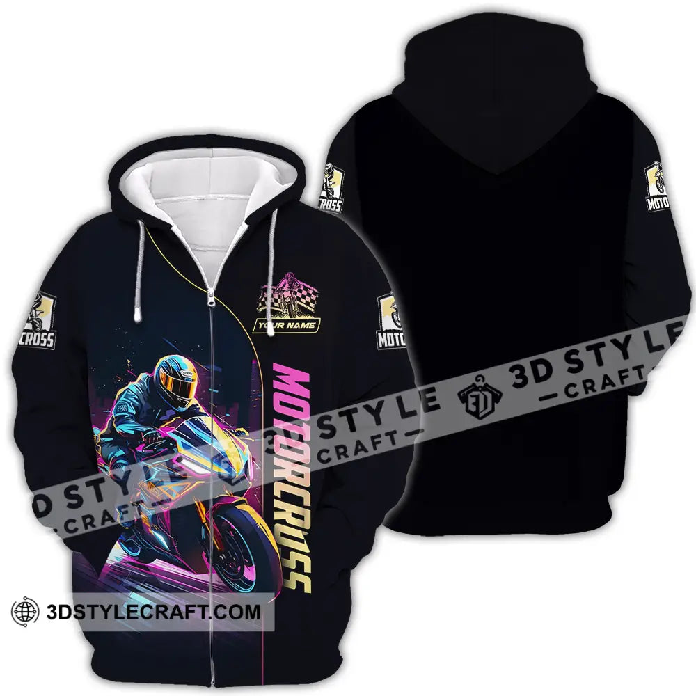 Unisex Shirt - Custom Name Moto Bike Player Sport Motocross Zipper Hoodie / S T-Shirt