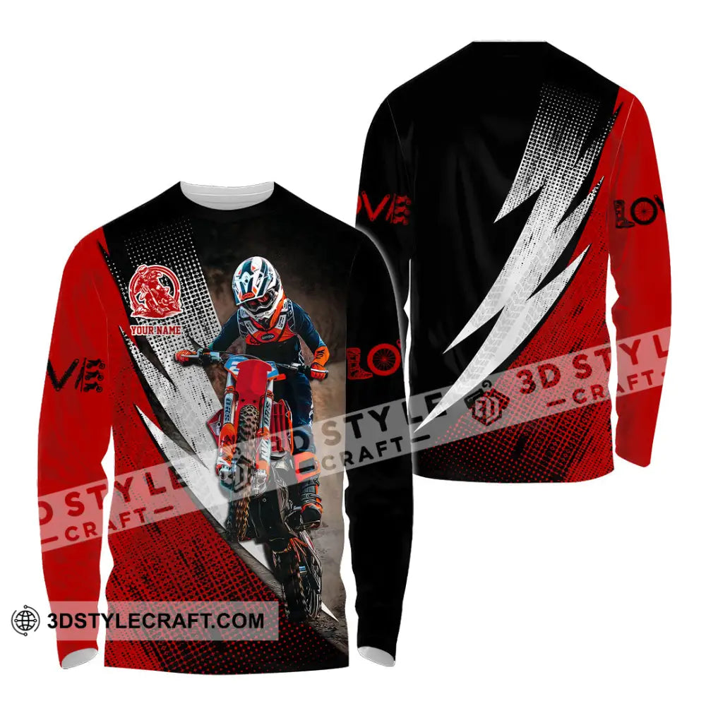 Unisex Shirt - Custom Name Motobike For Player Love Long Sleeve / S T-Shirt